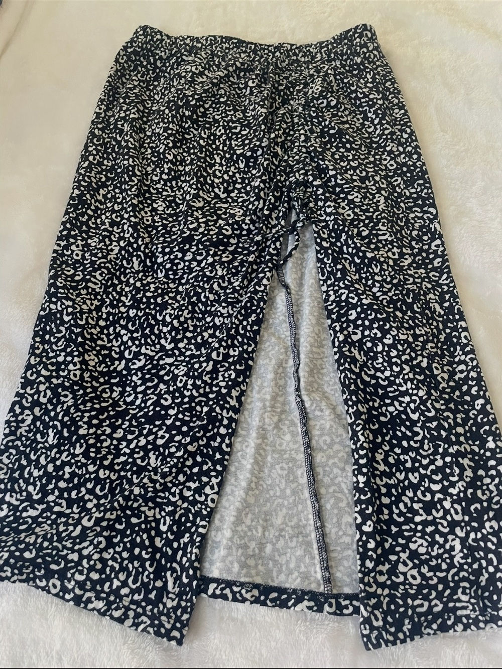 O’NEILL navy white floral drawstring midi skirt side slit comfy beach coastal